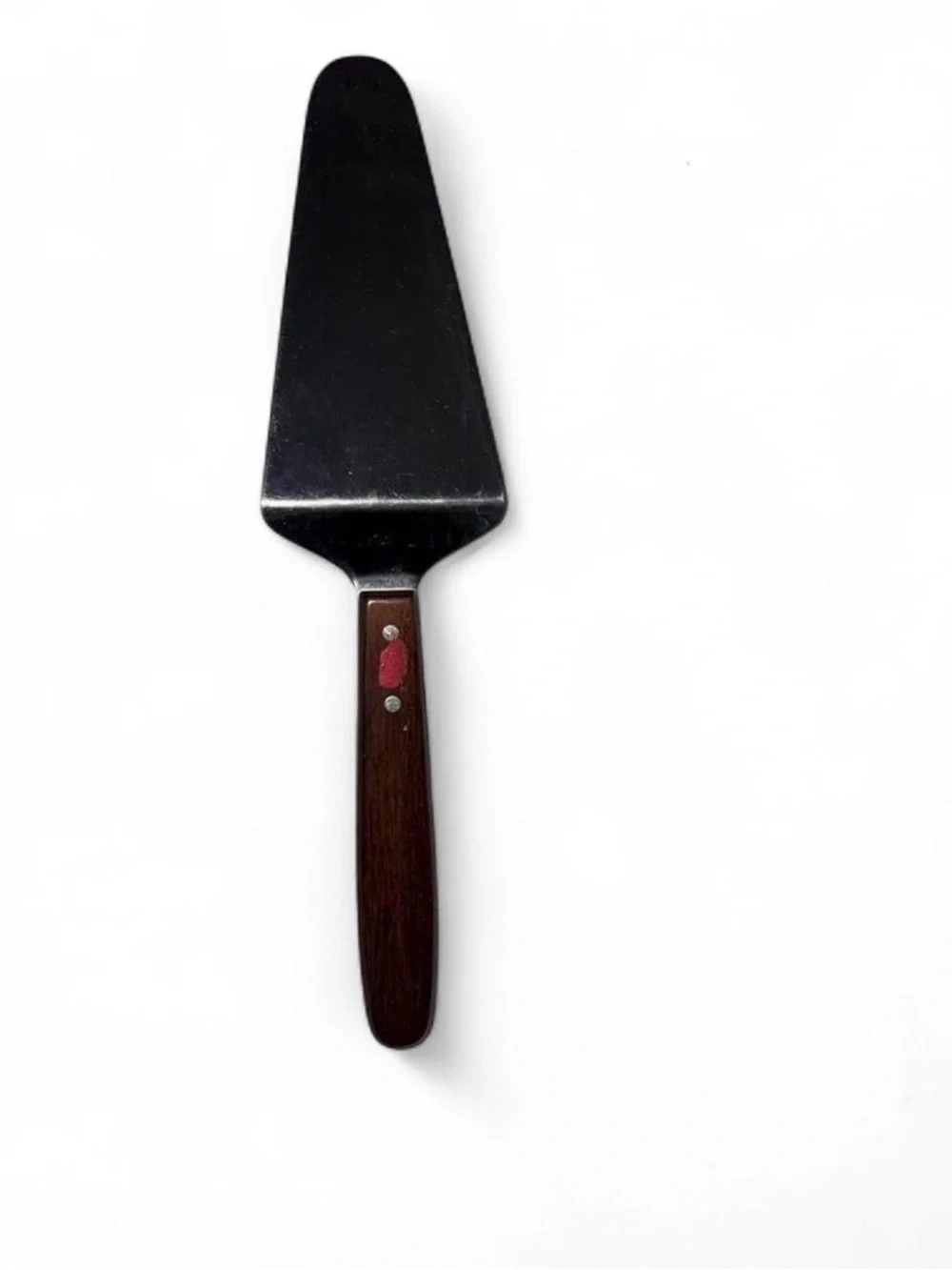 Vintage Stainless Steel Cake Server with Dark Wood Handle
